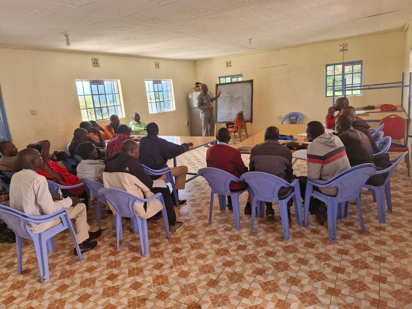 Seminary class in session at Empukani, students seated around tables